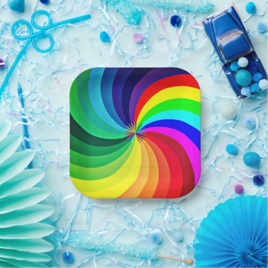 Assiettes En Carton Mandala-46556 couleur arc-en-ciel (Fête)