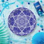 Assiettes En Carton Mandala bleu et blanc - Loergann en Sapphire (Fête)