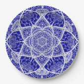 Assiettes En Carton Mandala bleu et blanc - Loergann en Sapphire (Devant)