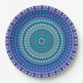 Assiettes En Carton Mandala bleu turquoise et turquoise motif classiqu (Devant)
