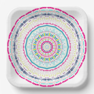 Assiettes En Carton mandala coloré