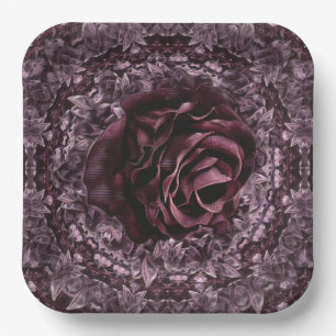 Assiettes En Carton Mandala de rose