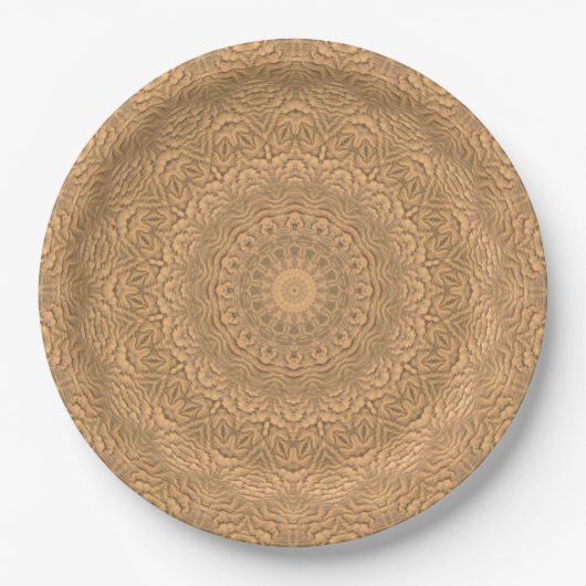 Assiettes En Carton Mandala d'or. "Sable doré". (Devant)