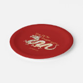 Assiettes En Carton Mandala Dragon 2024 Chinois Nouvel An Rouge (Angle)