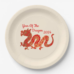 Assiettes En Carton Mandala Dragon 2024 - Nouvel An chinois