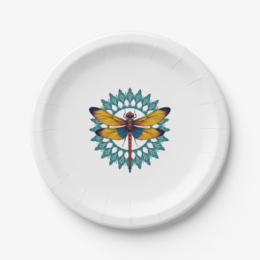 Assiettes En Carton Mandala Dragonfly - Lotus Flower Insect Lover Ento (Devant)