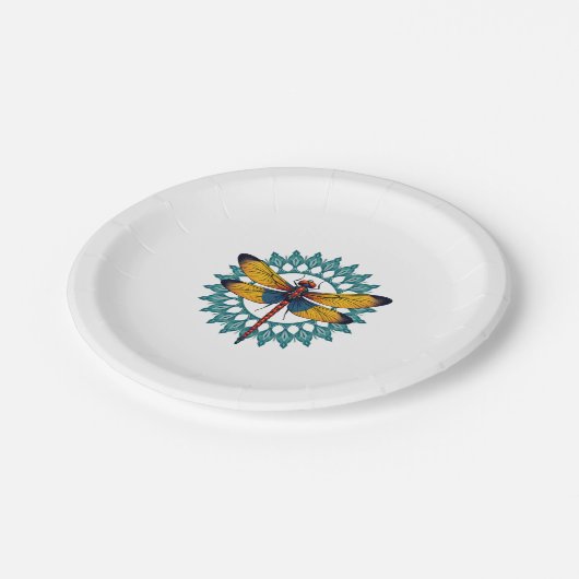 Assiettes En Carton Mandala Dragonfly - Lotus Flower Insect Lover Ento (Angle)