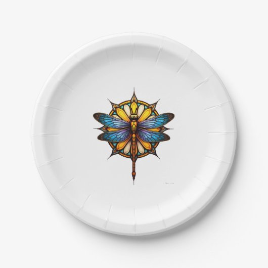 Assiettes En Carton Mandala Dragonfly Luminous Sacred Geometry Spiritu (Devant)