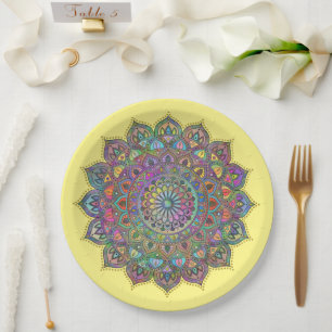 Assiettes En Carton Mandala Inde Style 1