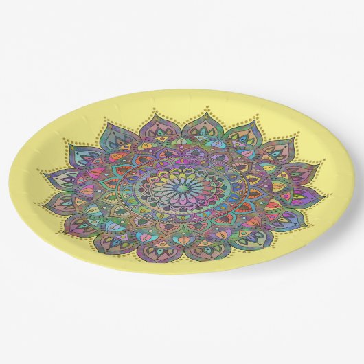 Assiettes En Carton Mandala Inde Style 1 (Angle)