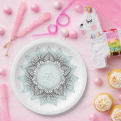 Assiettes En Carton Mandala Lace Mariage lt. Blue ID968 (Fête)