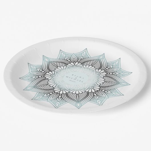 Assiettes En Carton Mandala Lace Mariage lt. Blue ID968 (Angle)