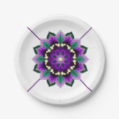 Assiettes En Carton Mandala Motif 02 en plaque de papier violet (Devant)