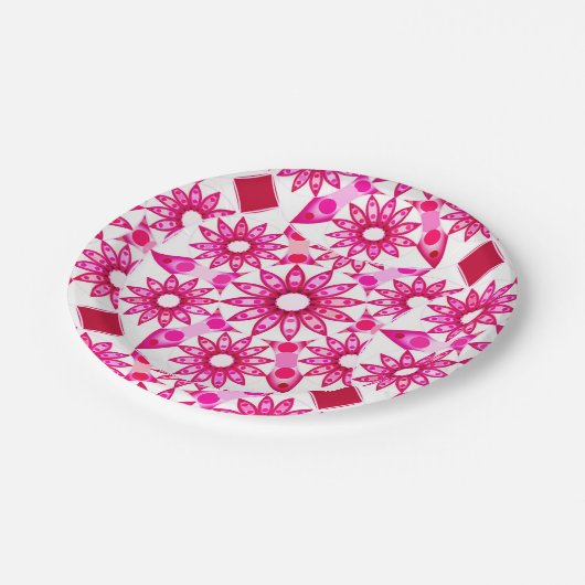 Assiettes En Carton Mandala motif dans les tons roses, marron (Angle)