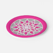 Assiettes En Carton Mandala motif en rose fushia, blanc et gris (Angle)
