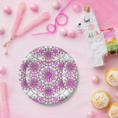 Assiettes En Carton Mandala, motif, lavande, rose, rose chaud, blanc (Fête)