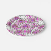 Assiettes En Carton Mandala, motif, lavande, rose, rose chaud, blanc (Angle)