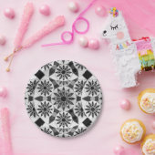 Assiettes En Carton Mandala motif, noir, blanc et gris / gris (Fête)