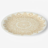 Assiettes En Carton Mandala plaque en or (Angle)