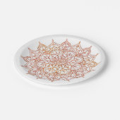 Assiettes En Carton Mandala rose et orange sur Glam blanc (Angle)