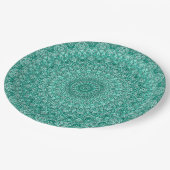 Assiettes En Carton Mandala turquoise avec symétrie complexe (Angle)