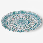 Assiettes En Carton Mandala Turquoise côtier et sable inspirée de l'oc (Angle)