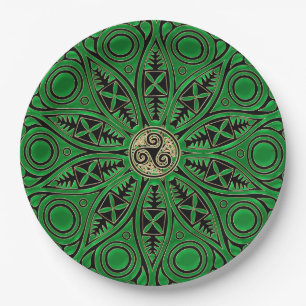 Assiettes En Carton mandala vert rish de Triskele de Celtic