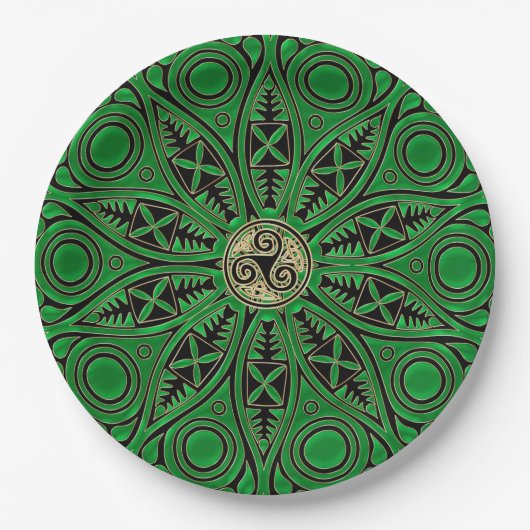 Assiettes En Carton mandala vert rish de Triskele de Celtic (Devant)
