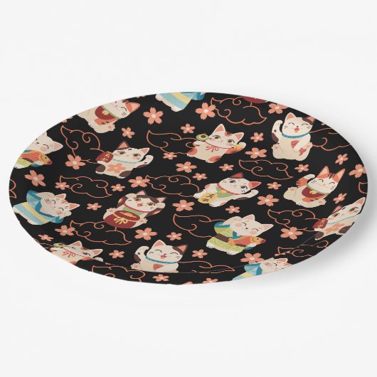 Assiettes En Carton Maneki Neko Lucky Cats (Angle)