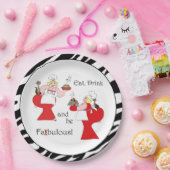 Assiettes En Carton "Mange, bois et sois gros !" (Fête)