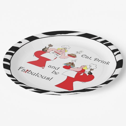 Assiettes En Carton "Mange, bois et sois gros !" (Angle)