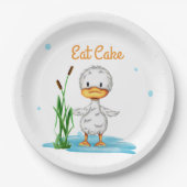 Assiettes En Carton Mange gâteau petit canard baby shower neutre (Devant)