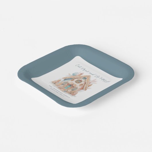 Assiettes En Carton Manger Boire Soyez Joyeux Gingerbread Maison Noël (Angulaire)