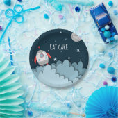 Assiettes En Carton Manger Gâteau Spacecraft Lune Espace extra-atmosph (Fête)