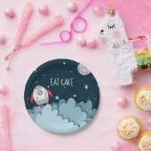 Assiettes En Carton Manger Gâteau Spacecraft Lune Espace extra-atmosph (Fête)