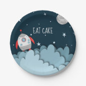 Assiettes En Carton Manger Gâteau Spacecraft Lune Espace extra-atmosph (Devant)