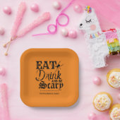 Assiettes En Carton Mangez Boire et être effrayant Famille Halloween P (Fête)