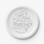 Assiettes En Carton Mangez Boire et être Joyeux Noël personnalisé (Devant)