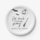 Assiettes En Carton Mangez Boire Et Faites Peur | Bonne Halloween (Devant)