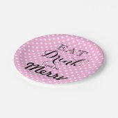 Assiettes En Carton Mangez Boire et soyez Joyeux | motif à points polk (Angle)