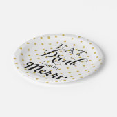 Assiettes En Carton Mangez Boire et soyez Joyeux | motif à points polk (Angle)
