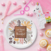 Assiettes En Carton Mangez Boire et soyez reconnaissant (Fête)