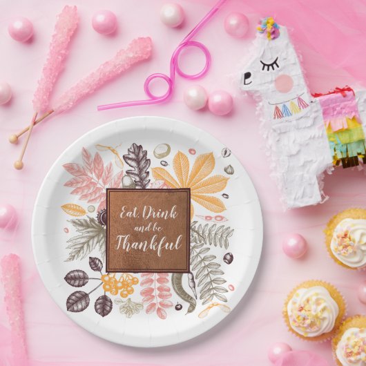 Assiettes En Carton Mangez Boire et soyez reconnaissant (Fête)