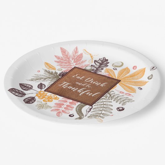 Assiettes En Carton Mangez Boire et soyez reconnaissant (Angle)