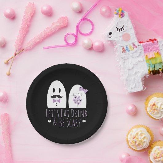 Assiettes En Carton Mangez Boire et Soyez un Mariage fantôme effrayant (Fête)