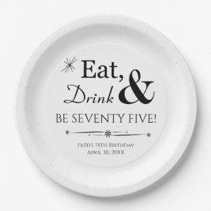 Assiettes En Carton Mangez Boire & Soixante-quinze Retro 75e Anniversa