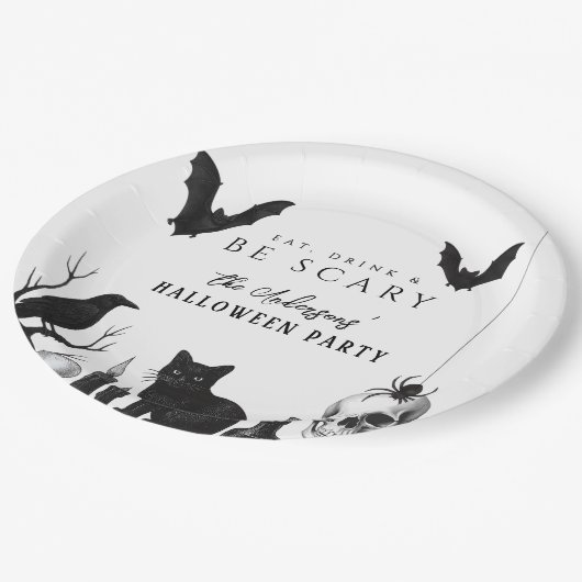 Assiettes En Carton Mangez, buvez et soyez effrayant Gothique Hallowee (Angle)