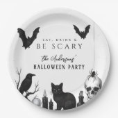 Assiettes En Carton Mangez, buvez et soyez effrayant Gothique Hallowee (Devant)