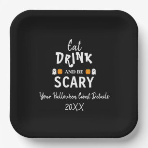 Assiettes En Carton Mangez, buvez et soyez effrayant Halloween