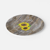Assiettes En Carton Mangez, buvez et soyez mariés Bois et tournesol (Angle)